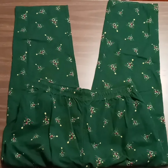 Mens Green Christmas Tree Pants w Button Fly L - Picture 2 of 4